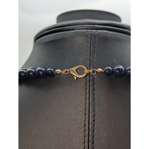 Navy Glass Multi-Shape Bead 36" Single Strand Necklace W/ Lobster Clasp - Picture 7 of 8